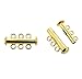 Beadsmith Multi-Strand Clasps, Slide Lock, 21mm, 3-Strand, 3-Hole, 5 Sets (Gold Plated)