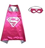 (SuperGirl-Hot Pink) ROXX Superhero Superman Kids Girl And Boy Cape Mask Costume for Child