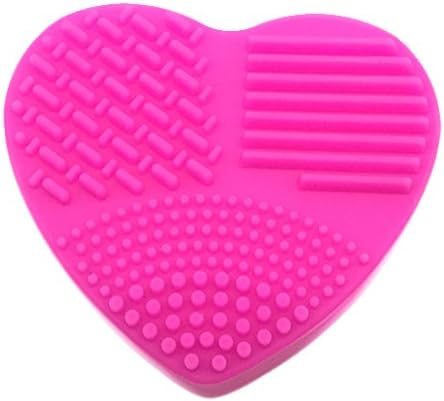 Geryy 1Pc Makeup Brush Cleaning Tool Washing Pads Silicone Makeup Brush Cleaner Mat Brush Cleansing Pad Scrub Pad For Home Travel (rose red)