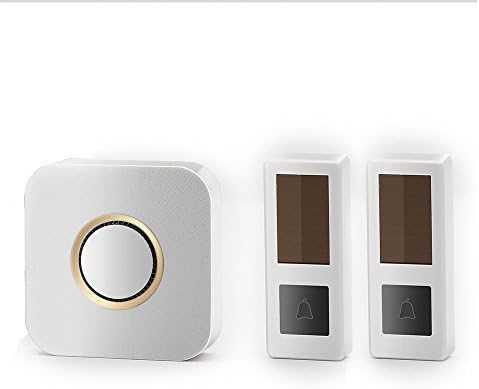 OJA Solar Wireless Doorbell, 900Ft Range Strong Penetration, 52 Chimes, No Batteries Required for Receiver/Transmitter, Adjustable Volume, 2 Buttons &amp; 1 Plug-In AC Receivers (Gold)