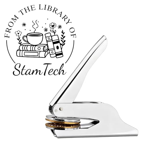 Book Embosser Personalized Custom Embossers for Wedding Custom Book Stamp Personalized Gift for Book Lovers Readers Teachers Handheld Embosser with Book、Monogram、Name、Cat Designs