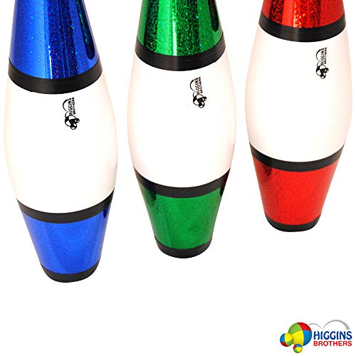 Higgins Brothers Eclipse Juggling Club Set of 3 Blue, Red, Green Colors