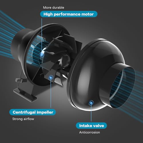 Brogachy Suction Fan 100 mm, Extraction Fan 322 m³/h Exhaust Fan, Air Extractor for Cellar, Garage, Kitchen, Bathroom, Grow Tents, Ventilation and Fan