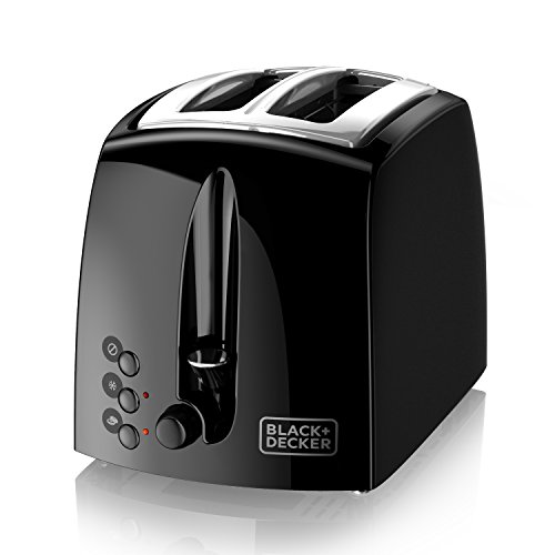BLACK+DECKER 2-Slice Extra-Wide Slot Toaster, Classic Square, Black with Stainless Steel Accents, TR1210BD