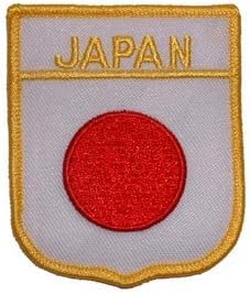 Novelty Embroidery Iron on Patch - International Flag Sheild - Japan Crest Applique