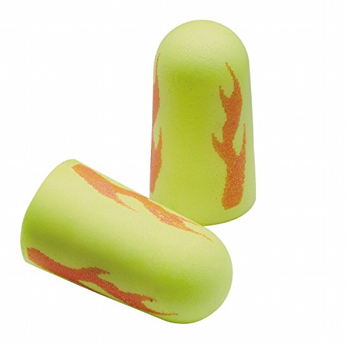 3M E-A-Rsoft Blasts Earplugs, Uncorded, Foam, Yellow Neon/Red Flame, 200 Pairs/Box