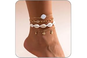 MIFYNN Shell Anklet for Women Girls Boho Layered tassels Shell Anklet Set Adjustable Nature Seashell Pendant Foot Chains Beach Shell Anklet Bracelet Summer Foot Jewelry