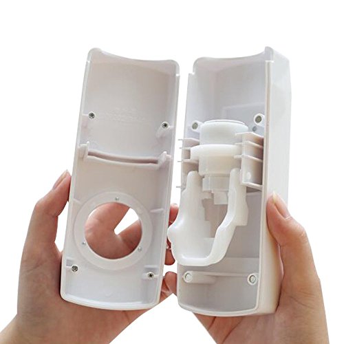SlenyuBridal Toothpaste Dispenser with Wall Mount Toothbrush Holder Toothpaste Squeezer with 5 Brushes Set Kids Hands Free for Shower Bathroom White