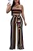 Molisry Women Striped Off Shoulder Crop Top Wide Leg Pants Jumpsuits 2 Piece Outfits