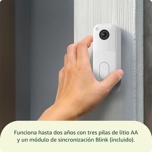 Sistema de videotimbre Blink | Vídeo HD de cuerpo entero, autonomía de dos años, configuración sencilla, IP65 | Módulo de sincronización básico incluido | Blanco