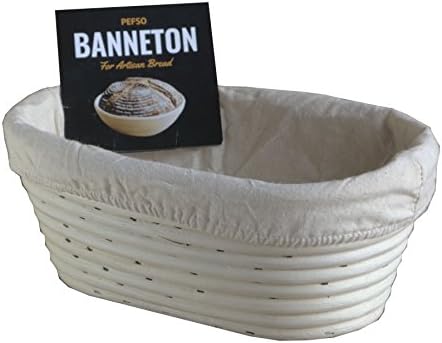 PEFSO 1pcs 10 Inch Oval Banneton Rattan Bread Proofing Basket Brotform with Linen Liner cloth for Artisan Sourdough Bread