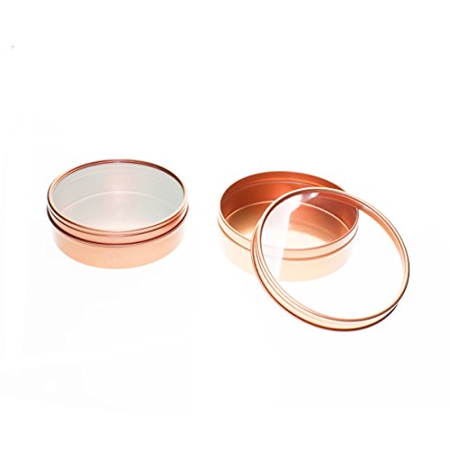 Mimi Pack 8 oz Tins 24 Pack of Shallow Window Top Round Tin Containers with Lids For Cosmetics, Party Favors, Gifts and Food Storage (Rose Gold) - Thumbnail 4