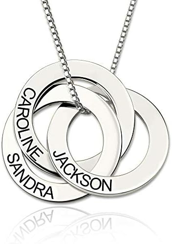 RESVIVI Sterling Silver Personalized Russian Ring Name Necklace Custom Made Any Name Pendant Necklace