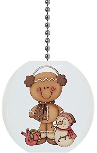 Gingerbread Man Snowman Bird Solid Ceramic Fan Pull