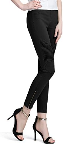 WEMELY Womens Slim Fit Comfy Stretchy Crumpled Cotton Bootcut Nine Points Pants Skinny Jeans