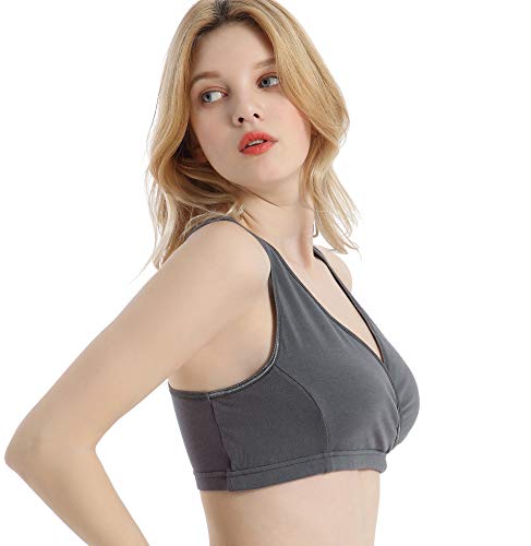 CAKYE 3PACK Women's Maternity Nursing Sleep Bra Breastfeeding Pregnancy Tank (Small, Navy/Dark Grey/Burgundy) - Thumbnail 6