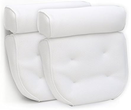 AntArt 2 Pack of Bath-tub Pillow for Home Spa and Rest,Relaxation Bath tub Cushion with Strong Suction Cups, 2-Panel Odor Free Bath Pillows - White