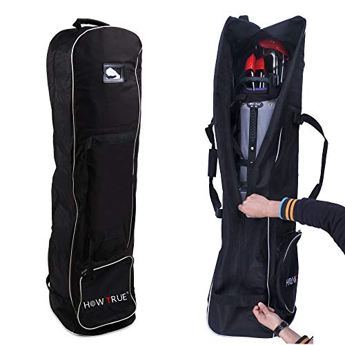 HOW TRUE Golf Travel Bag with Wheels, Lightweight Golf Club Travel Cover Case for Airlines, Protect Golf Equipment, Black