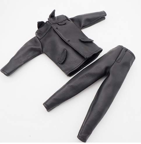 Studio one 1/6 Scale Clothes Black Leather Set Coat for 12" Male Military Action Figure Body &Cloth for Ken Doll - Thumbnail 2