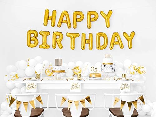 Balloon Garland Happy Birthday in Gold, Approx. 340 x 35 cm, Letter Garland Can Be Filled with Air - Image 4