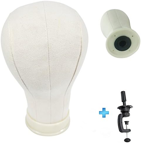 Cork Canvas Head 22" Wig Display For Wig Making Drying Styling Coloring Head With Free Clamp