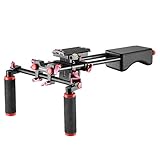 Neewer Portable Camera Movie Video Making System with Camera/Camcorder Mount Slider, Soft Rubber Shoulder Pad and Dual-Hand Handgrip for All DSLR Video Cameras and DV Camcorders Red