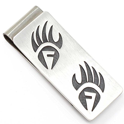Hopi Sterling Silver Money Clip Featuring Bear Paw & Prayer Feather Symbolsâ€¦