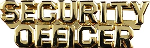 SECURITY OFFICERS - 2 Rows Die Struck Letters Insignia, 2 Posts and Clucth Backs (Sold in Pairs) Metal Letters in Gold Plating, 1/4" High - Police Sheriff Security Logo, - Sold by Uniform World