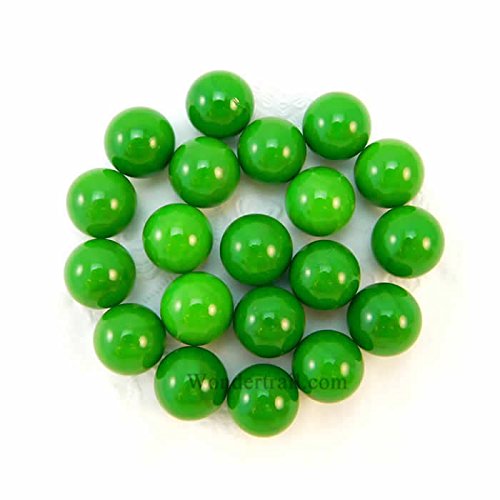 WONGM012 Green Opaque 13-15mm Glass Marbles Bag of 20