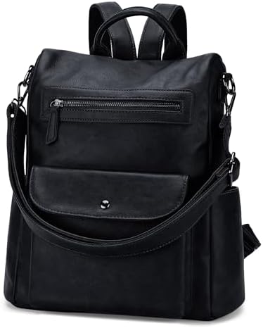 BOYATU Black Pebbled Leather Backpack NWT Drawstring Flap Travel Bag Amazon.com: BOYATU Women main image 3
