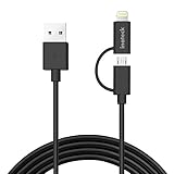 [Apple MFi Certified] Inateck 2 in1 Lightning Charging Cable, 4Ft/120CM iPhone Sync Cable from USB Type A to USB Micro-B & Lightning for iPhone 7 plus/ 6/ 6s/ iPad, Black