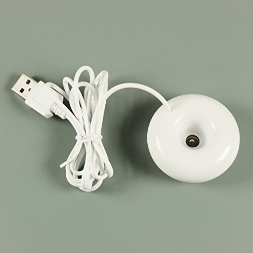 Portable Mist Maker Mini USB Humidifier Floating Aroma Diffuser, Donuts Shaped, White