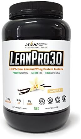 LeanPro30™ 100% All-Natural New Zealand Grass-Fed Whey Isolate Protein with Probiotics. Gluten-Free - Lactose-Free - Non-GMO - Sugar-Free Protein - Vanilla, 2 lb