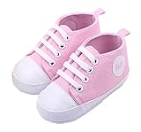 Cute Infant Toddler Baby Soft Sneaker Anti-skid Prewalker Casual Lace-up Canvas Trainers Crib Shoes Pink