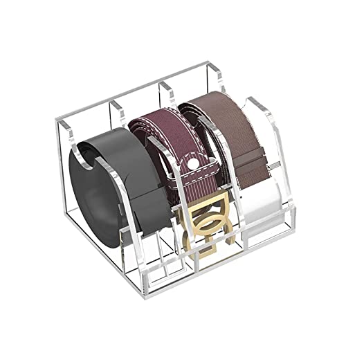 ANTEIS Acrylic Belt Organizer with Display Shelf for Closet and Drawer, 3 Compartment Display Shelf for Belts and Ties
