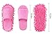 Microfiber Slippers Women's House Slippers Floor Cleaning Mop Floor Dust Cleaning Tool Ladies Slippers (Pink)