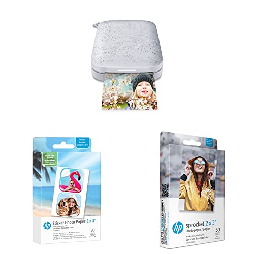 HP Sprocket 2x3 inch Portable Photo Printer with Premium Zink Sticky
