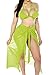 Kisscynest Women's Halter Neck Cut Out Three Piece Swimsuit Coverup 3 Pcs High Waisted Bikini Sets Swimwear Light Green M