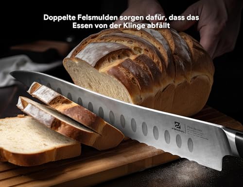 Piklohas 10-Zoll Nachschärfbares Brotmesser Wellenschliff aus Deutscher HC-Edelstahl Brötchenmesser, Extra Scharfe Bäckermesser für Brot, Frühstück mit dem Geschenkbox Bread Knife thumbnail 2