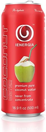 IENERGIA 100% Pure Natural Coconut Water, NON GMO, 16.9 Ounce, 12 Pack, NOT From Concentrate.