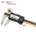 GlowGeek Electronic Digital Caliper Inch/Metric/Fractions Conversion 0-6 Inch/150 mm Stainless Steel Body Orange/Black Extra Large LCD Screen Auto Off Featured Measuring Tool