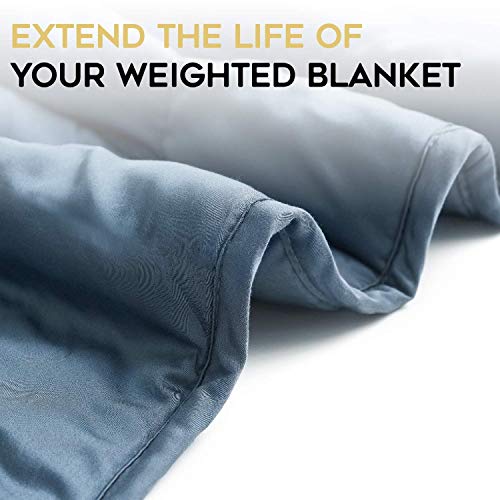 YnM 60 x 80 inch Natural Bamboo Cooling Machine Washable Duvet Cover for Weighted Blankets, 8