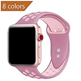 YC YANCH Greatou Compatible for Apple Watch Band 38mm,Soft Silicone Sport Band Replacement Wrist Strap Compatible for iWatch Apple Watch Series 3/2/1,Nike+,Sport,Edition,S/M,Violetdust Plumfog
