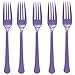 Party Perfect Reusable Plastic Forks Tableware, Purple, Full Size, Pack of 48