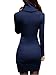 v28 Women Cowl Neck Knit Stretchable Elasticity Long Sleeve Slim Fit Sweater Dress M/L US 10-16 Blue