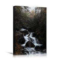 Canvas Wall Art Between Valleys Landscape Multicolor Photography Relax/Calm Traditional Waterfall - 12x18 inches