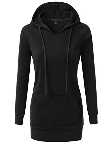 Doublju Womens Pullover Raglan Tunic Hoodie Sweatshirts