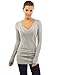 PattyBoutik Women V Neck Ribbed Tunic Knit Top (Heather Gray Medium)