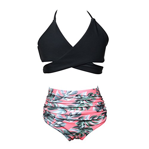 Zehui Parent-Child Swimwear Sling Bra High-Waisted Shorts Bikini Set Bathing Suit Beach Wear