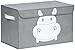 QUOKKA Hippo Toy Storage Box for Boys and Girls - 16x12x10 Toy Chest Organizer for Kids - | Collapsible | Handles | Flip-Top Lids | - Fabric Foldable Bin for Playroom - Nursery Room Organization